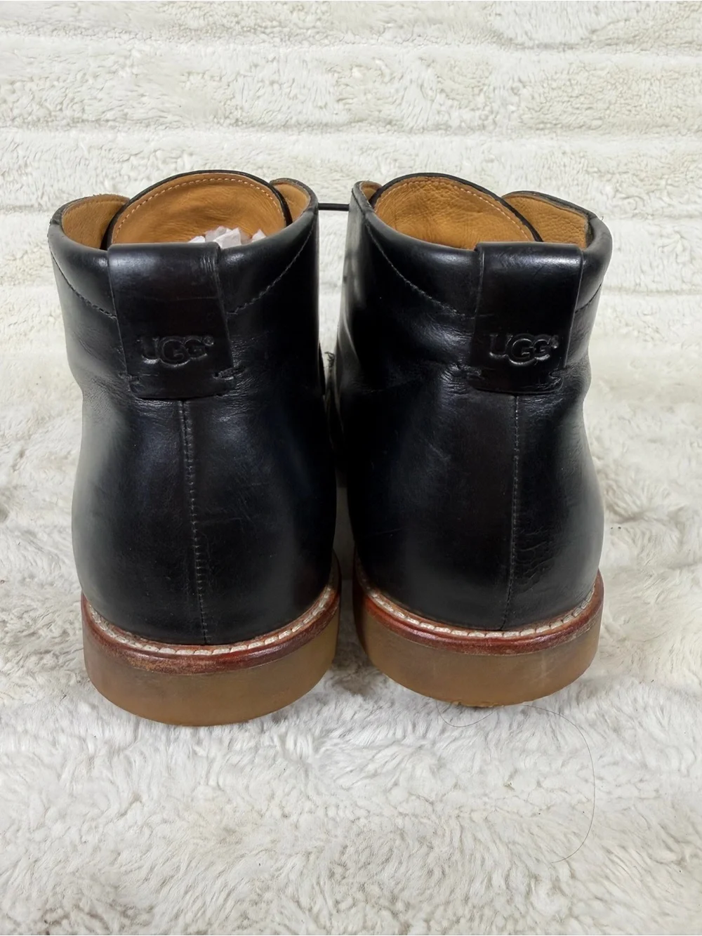 Mens Uggs Leighton Black Leather Chukka Boots Size 12 1001901